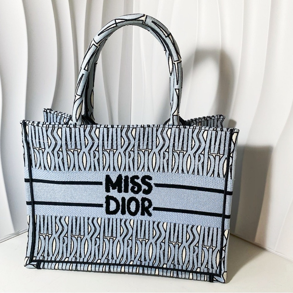 Dior Light Blue and Black Miss Dior Book Tote